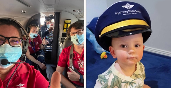 RFDS Aeromedical Flight Nurses and Baby Brody who was a patient of RFDS